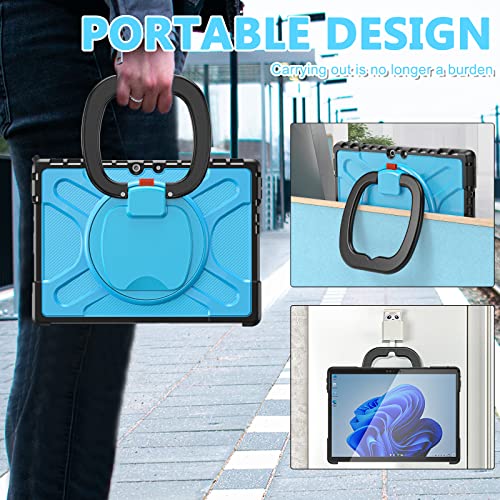 Coque antichoc Surface Pro 8 résistante aux chutes avec support bleu pour tablette