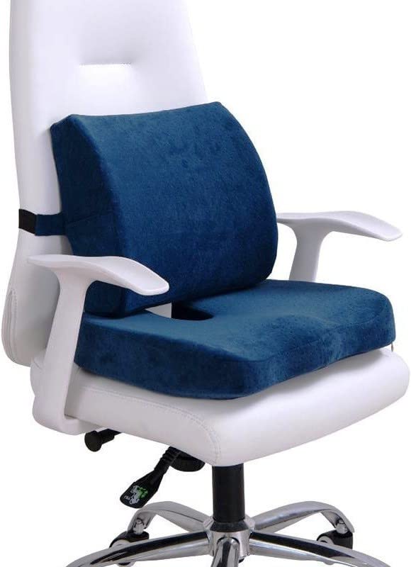 Elite Edition Combo of Memory Foam Orthopedic Lumbar Back Pain Rest & Coccyx seat Cushion, Ergonomic, Lower Back and Coccyx Support, Premium Washable Covers,l1 l2 l3 l4 l5 Support Cushion - (DD25)