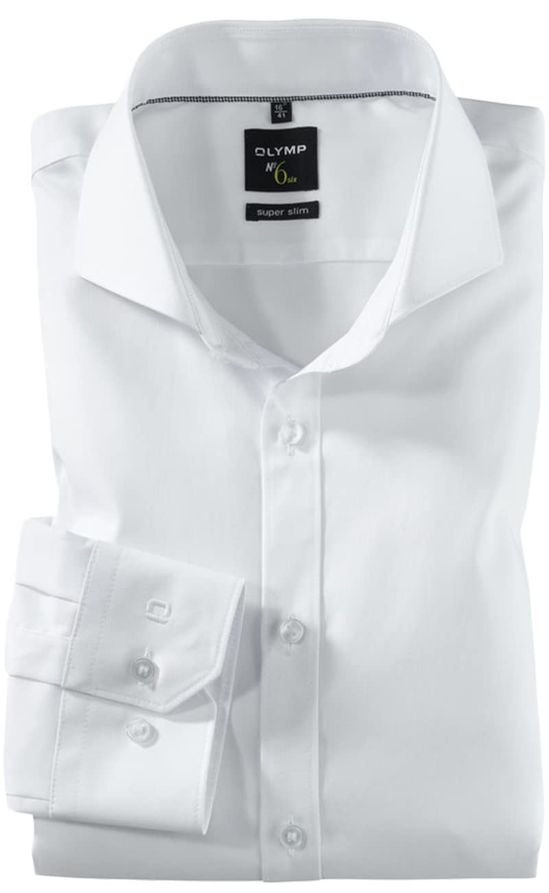 OLYMP Urban Kent Men's Business Shirt Long Sleeve No.Six Plain Super Slim, Weiã, 15