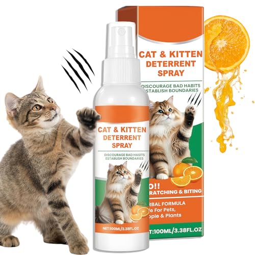 SHELUM 100ml Cat Repellent Natural Anti-Scratch Cat Deterrent Spray For Indoor Use Safe & Effective Protects Furniture Sofas Rugs & Restricted Areas New Formula For Better Behavior Training