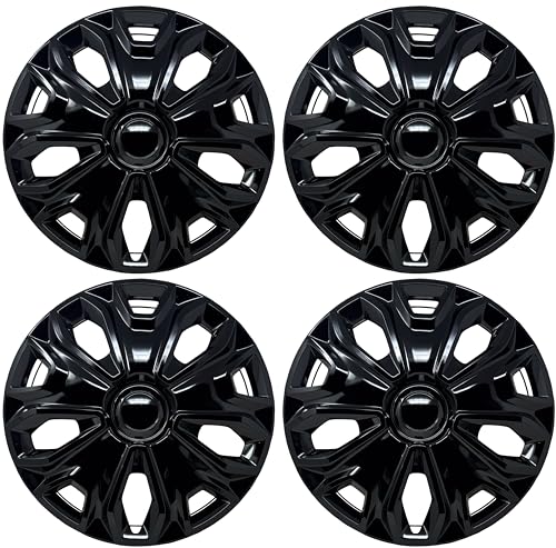HubStar Hubcap Replacement for Ford Transit 150, 250, and 350: 2015-2024, 16-inch Wheel Cover (Gloss Black, 4 Pieces)