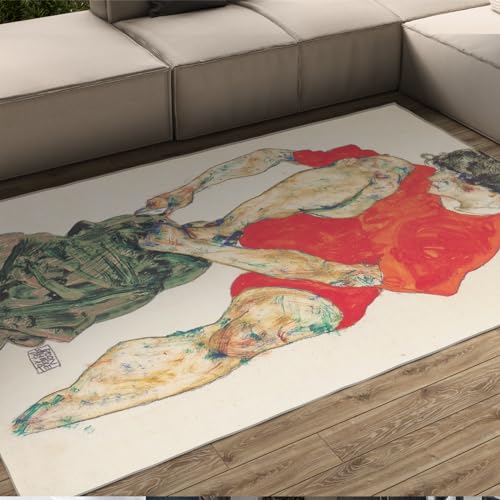 Tapis Egon Schiele pour sécuriser un sol glissant avec un grand design artistique de salon