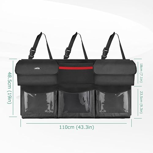 Miniatura 2 de Oasser Organizador de maletero para automóvil, organizador colgante de automóvil con 6 bolsillos grandes, 3 correas ajustables de 43.3 x 19 pulgadas