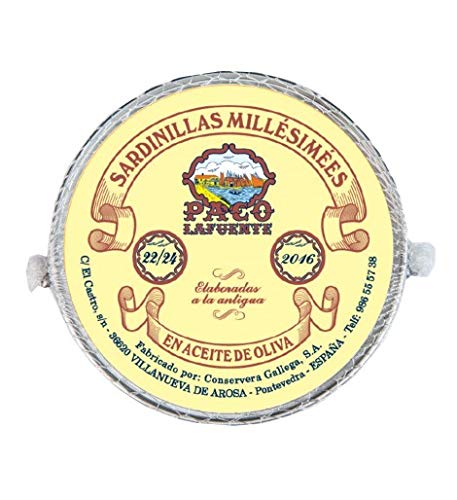 PACO LAFUENTE - Sardinen (Sardinillas Millésimées) in Olivenöl 2016 (22/24 Stück) - 120 gr