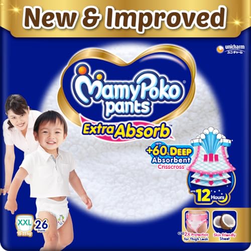 Image of MamyPoko Pants Extra Absorb Baby Diapers, XX-Large (XXL), 26 Count, 15-25 kg
