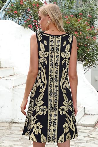 Image of Summer Dresses for Women Beach Boho Sleeveless Vintage Floral Flowy Pocket Tshirt Tank Sundresses 2026