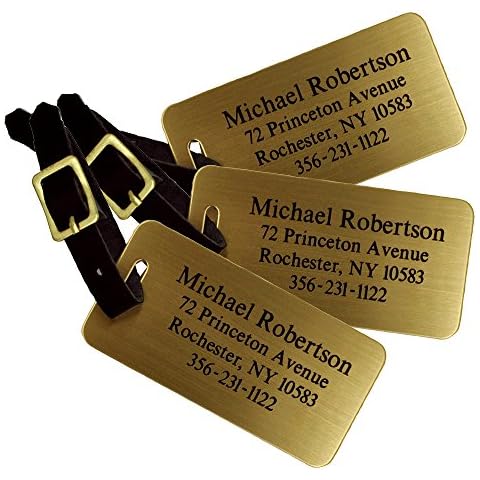 Custom Luggage Tag - Custom Brass Luggage Tag - Personalized Luggage Tag - (3 Large Luggage Tags) Cover