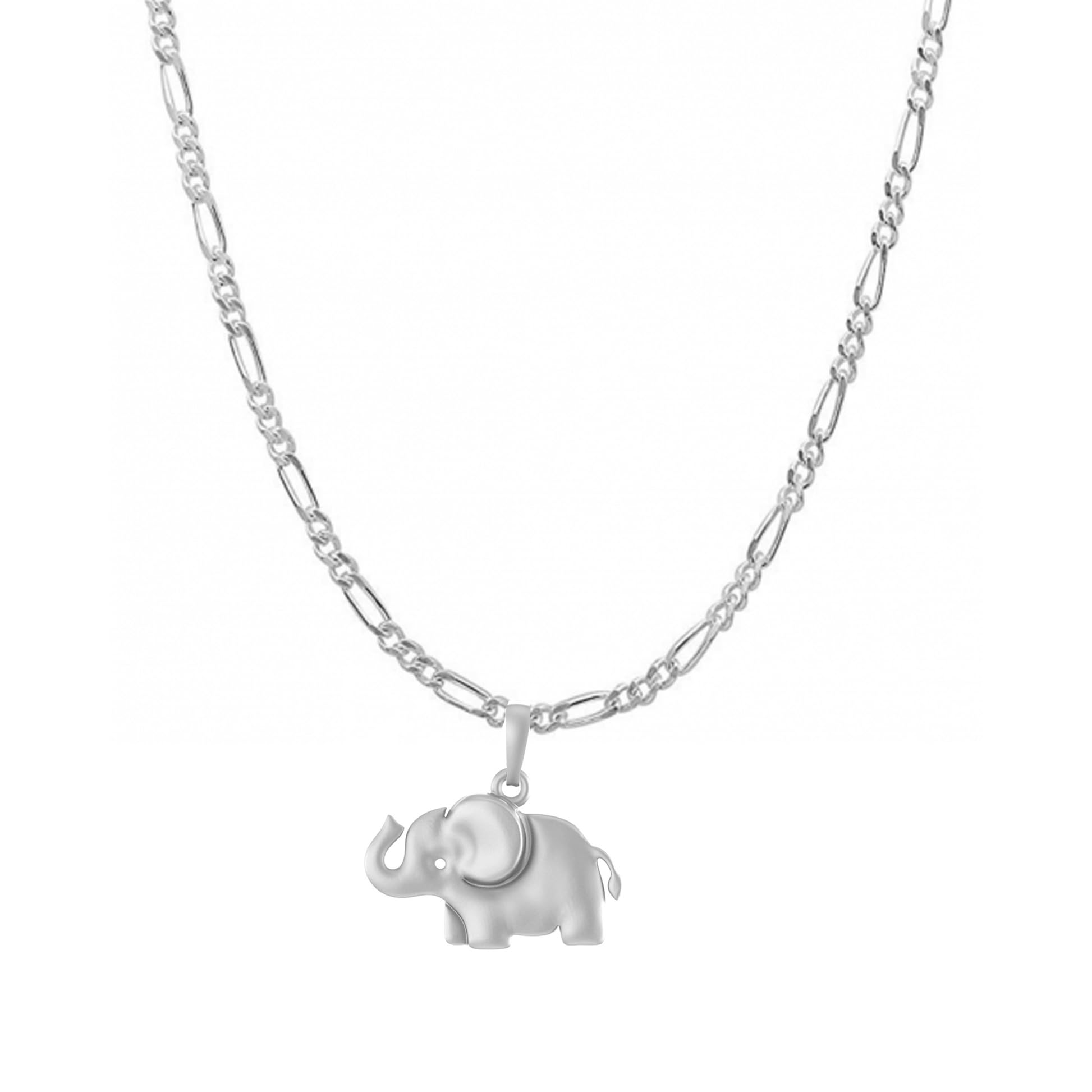 Pendentif en argent sterling 925 chaîne Figaro collier éléphant - 6