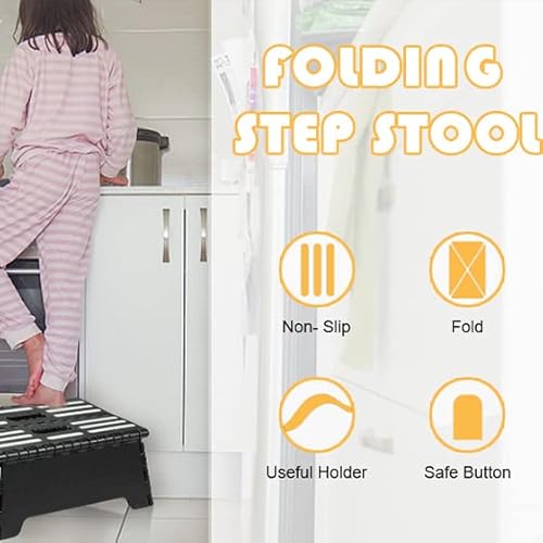 5 Inch Portable Folding Step Stool, Portable Lightweight Anti-Skid Stepping Stool For Pregnant And Seniors, Non-Slip Textured Grip Surface, Great For Kitchen, Toilet, Bathroom, Bedroom, Camping Ect #TOP3