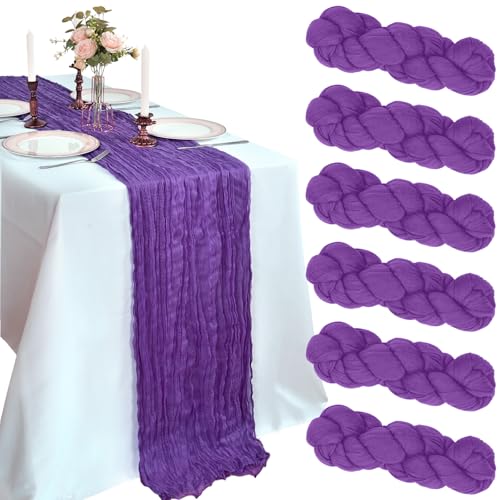 6 Pack 10FT Purple Cheesecloth Table Runner...