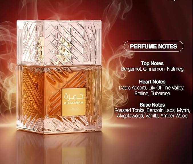 Khamrah Eau de Parfum Unisex 100ML – Perfume Árabe Dulce y Amaderado con Vainilla y Ámbar – Fragancia Intensa y de Larga Duración