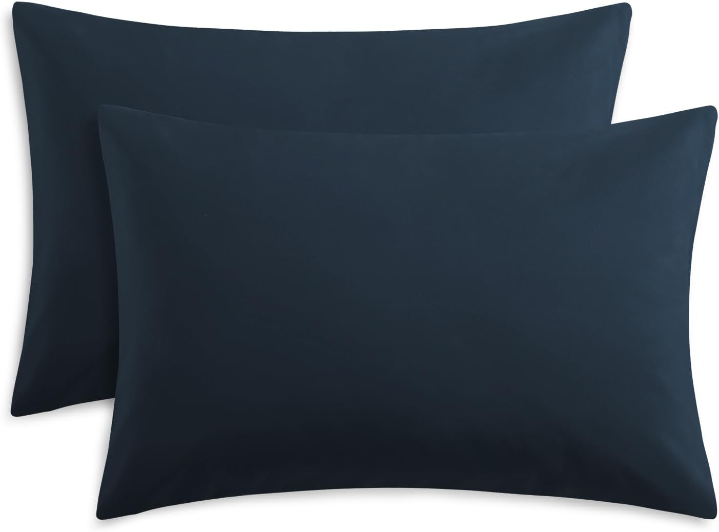 Blue Pillow Cases 2 Pack - Navy Blue Plain Pillowcases with Envelope Closure Breathable Premium Brushed Microfiber Set of 2 Pillow Covers Standard 50x75 cm