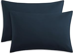 RUIKASI Blue Pillow Cases 2 Pack - Navy Blue Plain Pillowcases with Envelope Closure Breathable Premium Brushed Microfiber Set of 2 Pillow Covers Standard 50x75 cm