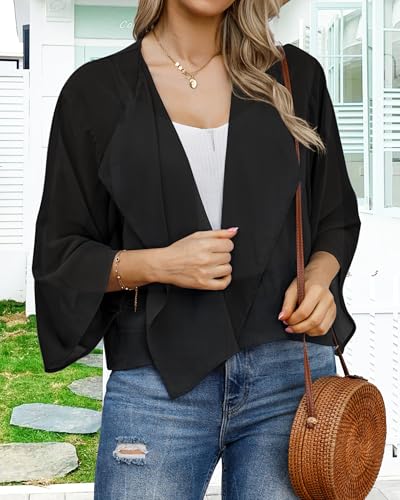 Image of Womens Summer Tops Short Shrugs Kimono Cardigans Casual Chiffon Bolero Jackets 2026