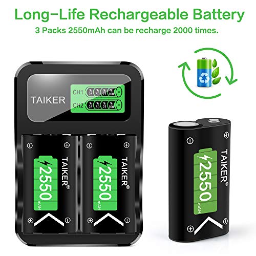 Taiker Compatible with Xbox One Battery 3 Pack x 2550mAh Rechargeable Controller Battery and Charger for Xbox One/Xbox One S/Xbox One X/Xbox One Elite Wireless Controller