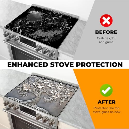 Image of Stove Top Cover for Glass Electric Stove (Tree, 30 inch x 21 inch)