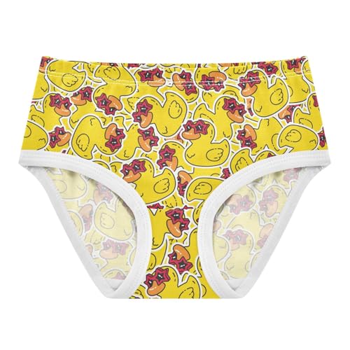 Little Girls' Soft Cotton Underwear Kids Breathable Comfort Rubber Duck Panties Briefs Toddler