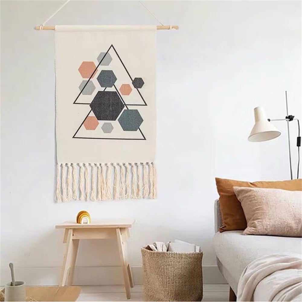 BMIDRUT Macrame Woven Wall Hanging Tapestry Home Decor Boho Bohemian Wall Art for Home Apartment Dorm Room Backdrop 50x85cm