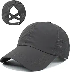 Boné Liso Feminino Rabo Cavalo Ajustável Tecido Respirável Esporte Aba Curva