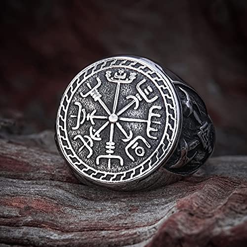 BAVIPOWER Viking Vegvisir Nordic Compass Valknut Odin Symbol Rune Celtic Knot Stainless Steel Ring Powerful Guidance Pagan Jewelry2