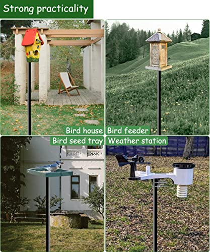 Mokeyder 75 Inch Bird House Pole Mount Kit, Adjustable Heavy Duty Bird Feeder Pole For Outdoors, Universal Mounting Post Set With 5-Prong Base, Black, 1 Pack #TOP6