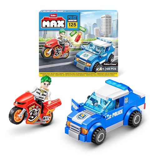 Max Adventure Perseguição policial (125 peças) Brinquedos de blocos de construção para crianças maiores de 5 anos CRIA veículos e mais Abre Descubra