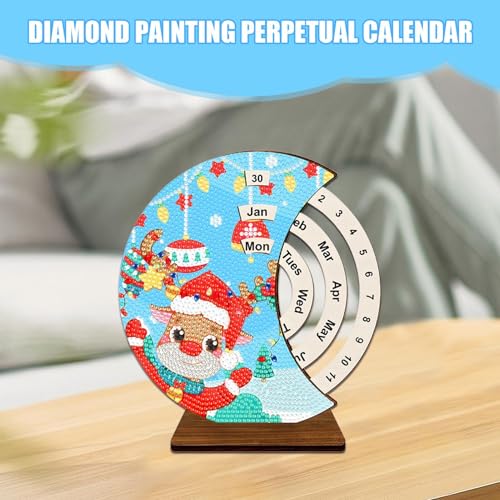 Calendario perpetuo artesanal con diamantes de imitación para decoración de escritorio elegante 4