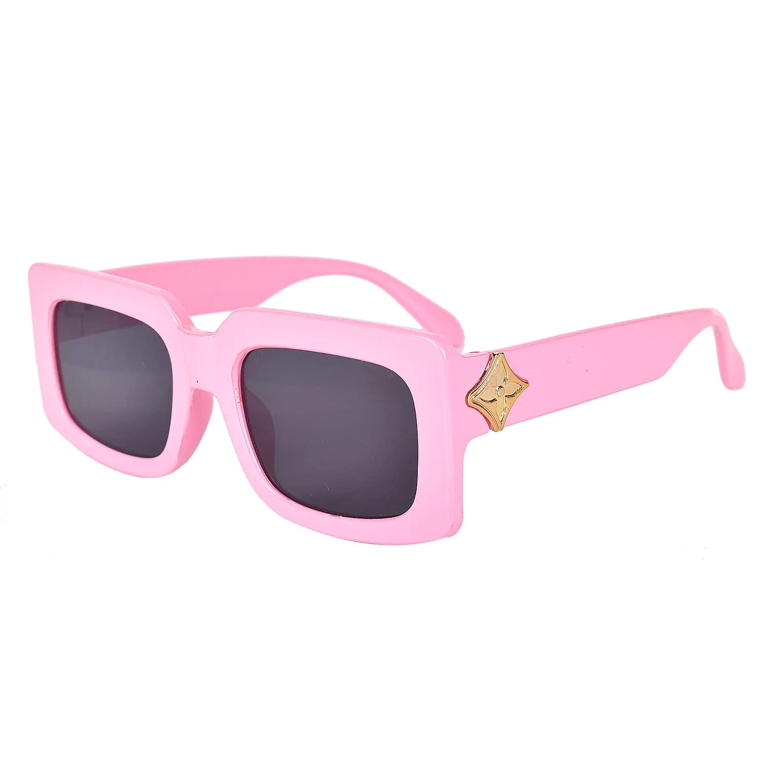 Cultific ESTELLE Rectangle Retro Fashion Sunglasses For Women UV 400 Protection (Pink)