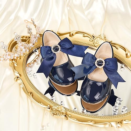 Image of PHIRAMIN Toddler Flower Girl Dress Shoes - Little Girl Mary Janes Flats Wedding