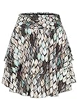  Styleboom Fashion Damen Mini Stufenrock Blätter Print schwarz Multicolor