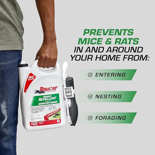 Image of Tomcat Repellents Rodent Repellent Ready-to-Use with Comfort Wand - For Indoor and Outdoor Mouse and Rat Prevention, Peppermint Oil Spray for Rodents with Cinnamon & Garlic Essential Oils, 1 gal.