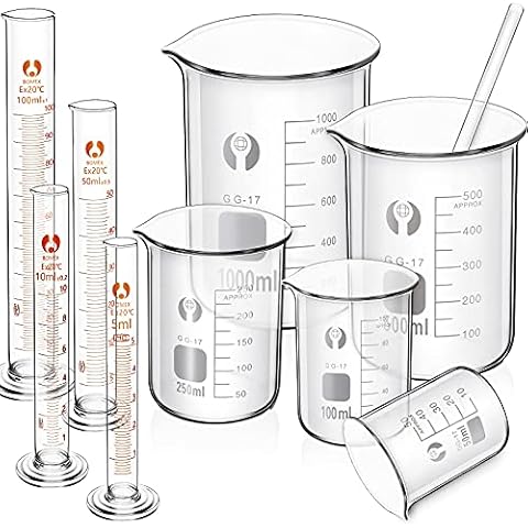 Feekoon Glass Measuring Beaker and Graduated Measuring Cylinder Set Cover