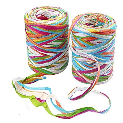 WEONE 2 Rolls Coloured Paper String Ribbon 160M Raffia Paper Ribbons Curling Ribbon Packing Twine Wrapping,DIY Art Decoration Cover