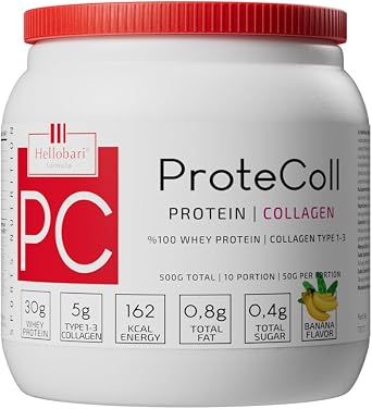 Hellobari Formula ProteColl | Whey Protein&Collagen | Banana Flavored | 10 Portions
