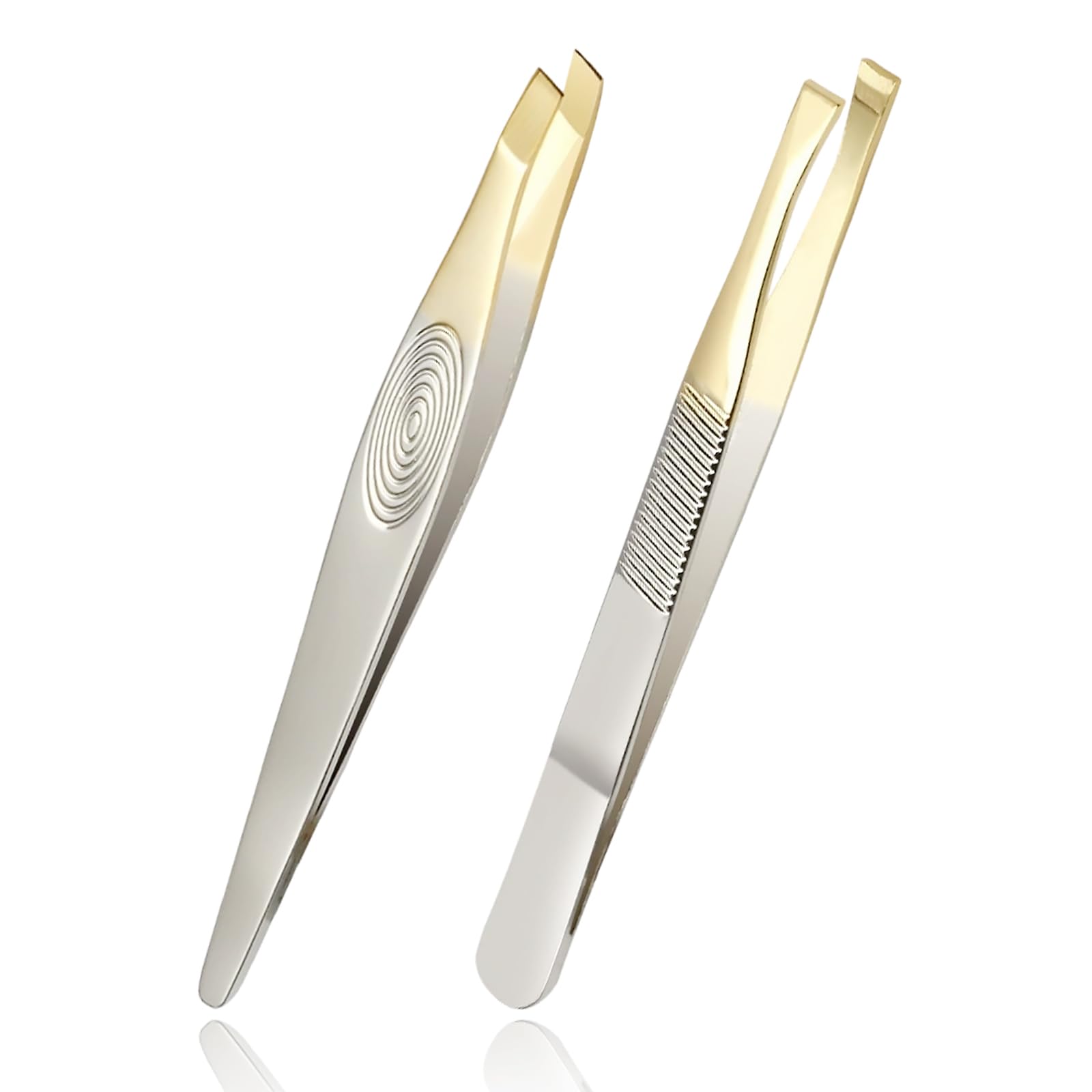 2 Pcs Eyebrow Tweezers Set, Stainless Steel Eyebrow Tweezers, Eyebrows Tweezer Slant Tip for Facial Hair, Ingrown Hair, Splinter