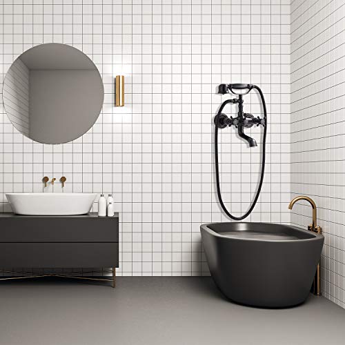 Grifo para bañera GGStudy acabado en bronce frotado en aceite, montaje en pared, con ducha de mano, doble manija cruzada y adaptador ajustable miniatura 6