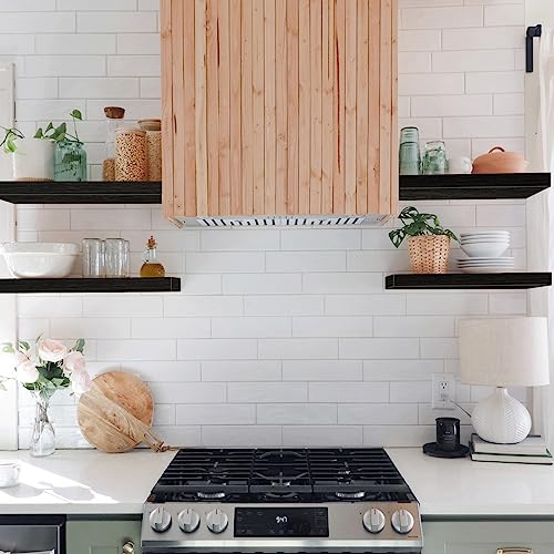 Image of QEEIG Floating Shelves for Wall Bathroom Shelf Bedroom Kitchen Living Room Farmhouse Small Book Shelf 16 inch Set of 4, Black (015-B4)