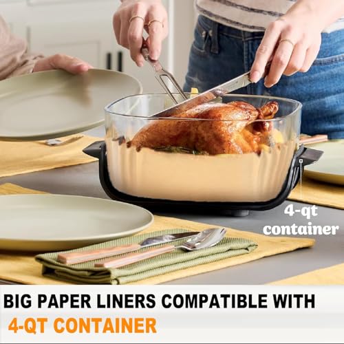 Image of 100PCS Air Fryer Liners for Ninja CRISPi FN101UKGY, Disposable Air Fryer Parchment Paper Liners for 3.8L & 1.4L Glass Container Air Fryer, Non-Stick Air Fryer Accessories for Ninja CRISPi