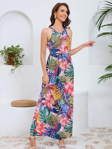 Image of DEARCASE Women's Sleeveless Summer Maxi Dress with Pockets,Beach,Vacation