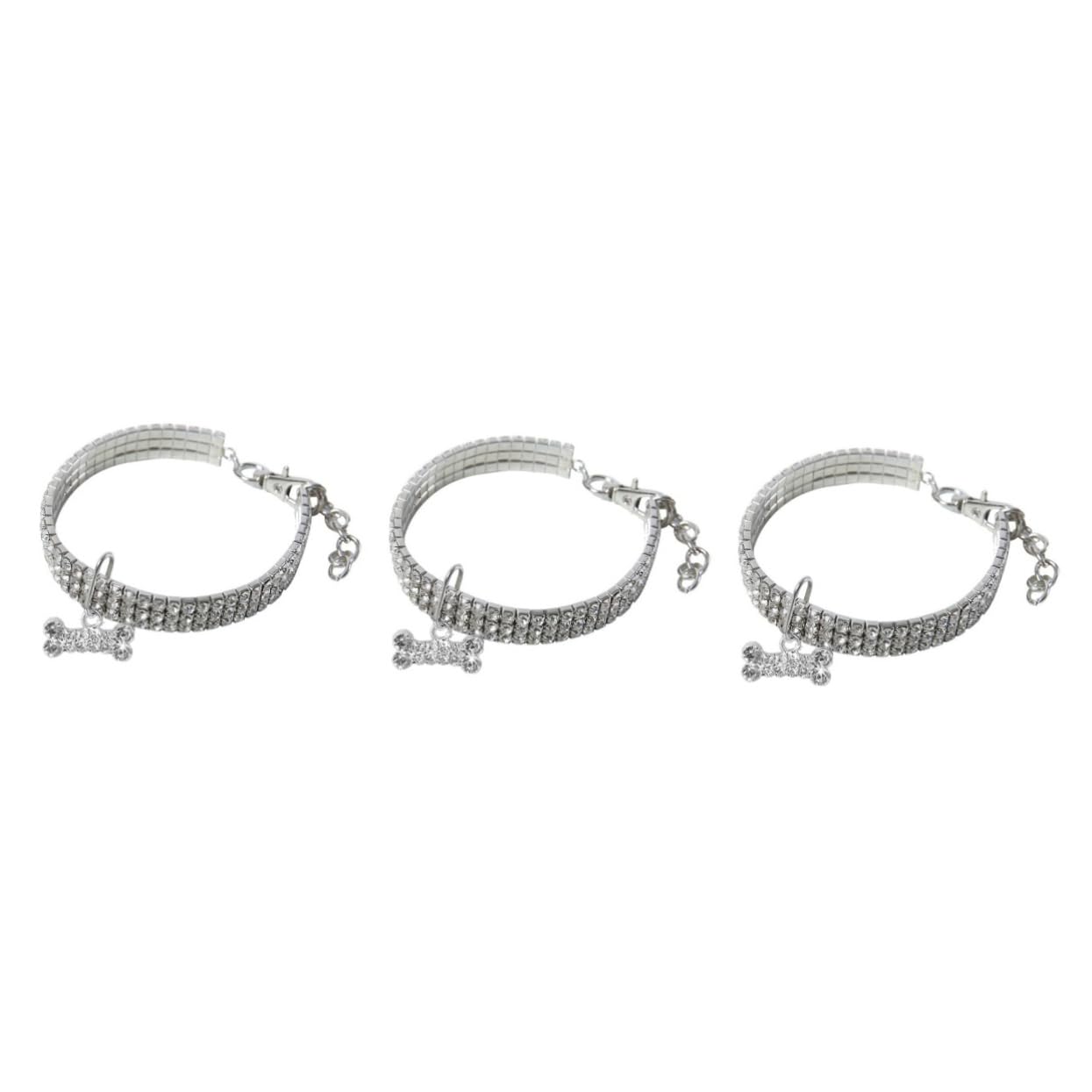 Collier élastique pour chien et chat Housoutil avec strass brillants lot de 3 pièces