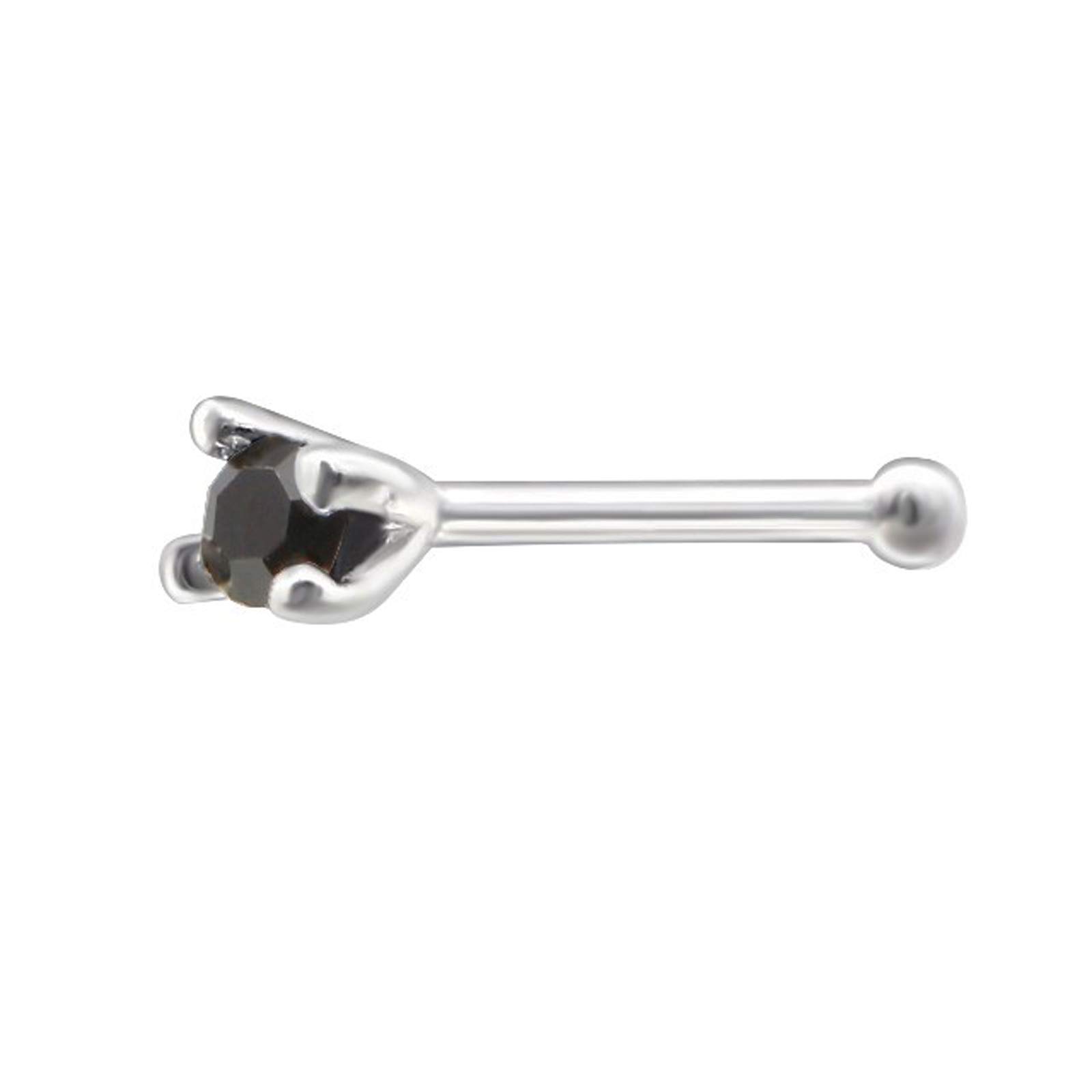 925 Sterling Silver 1.5mm Round Nose Studs with Ball and Crystal for Women and Girls (NR05043)-image-46