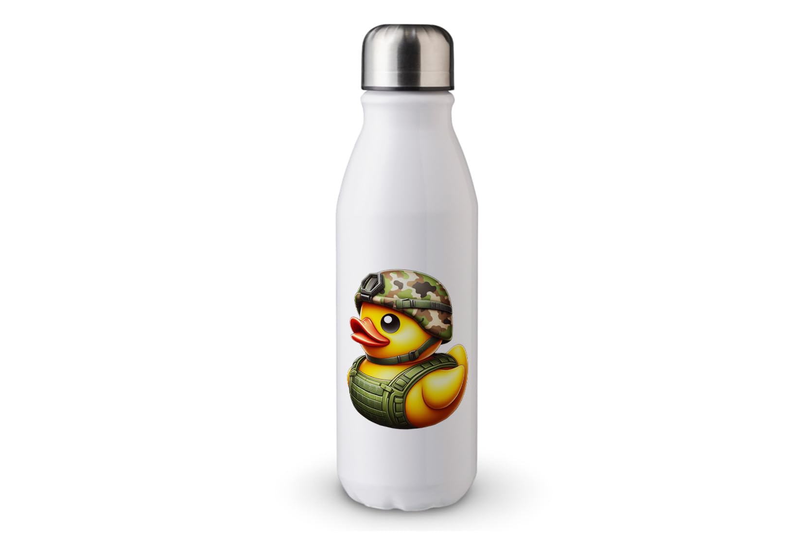 MAXIKIWI - Single Wall Water Drinking Bottle with Screw Cap, Non Insulated Lightweight Aluminium, BPA Free, Leak-Proof - Rubber Duck - 500ml