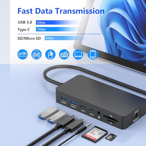 New Surface Thunderbolt 4 Dock Triple Displays with Power Supply, 12 in 1 Surface Docking Station with Dual 4K HDMI+VGA for Surface Pro 12/11/10/9/8/X/7+/7,Surface Laptop 7/6/5/4/3,Suface Go 4/3/2/1 - Image 5