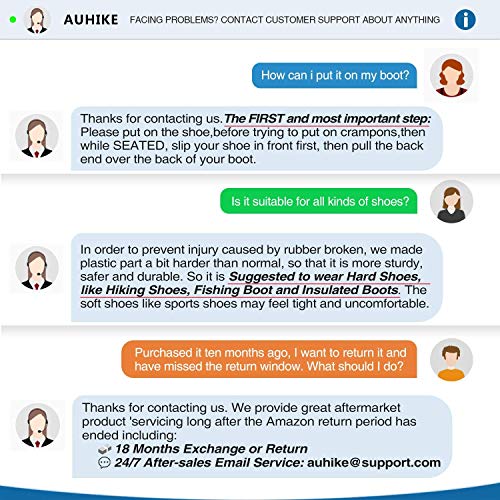 Auhike Crampons Ice Cleats Traction Snow Grips With Tear-Resistant Gasket Protect For Hiking Fishing Jogging Mountaineering Walking(Black,Medium) #TOP6