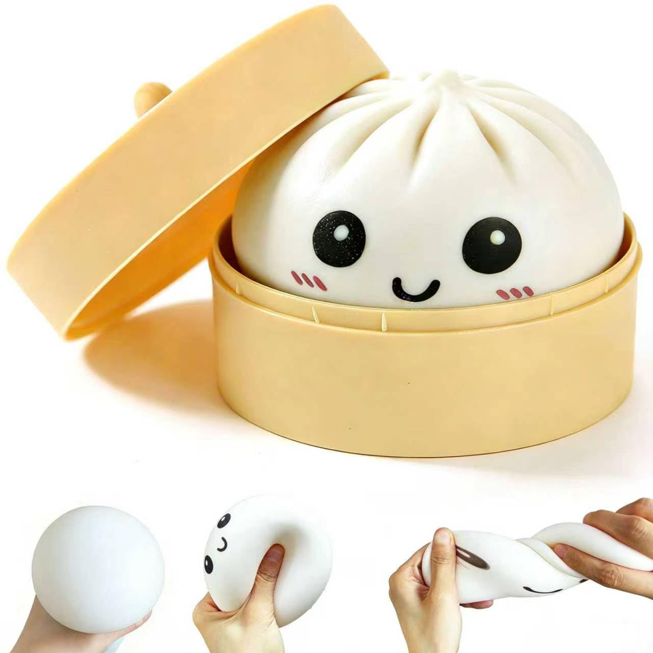 Dumpling Squishy Mystery Box, Super Soft Slow Rising TPR Tear-Resistant Smiley Face Dumpling Toy, Fidget Sensory Toys for Easter Basket Stuffers, Parties, Classroom Prizes Adults Kids（Pink） — view 10