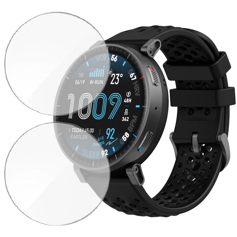 Image of HELLOSCREEN 2 Pack Smartwatch Screen Protector for Amaz fit Active Max 1.5 inch - Flexible TPU Screen Guard, Ultra Thin, Scratch Resistant, Bubble Free, Full Coverage - Not Tempered Glass