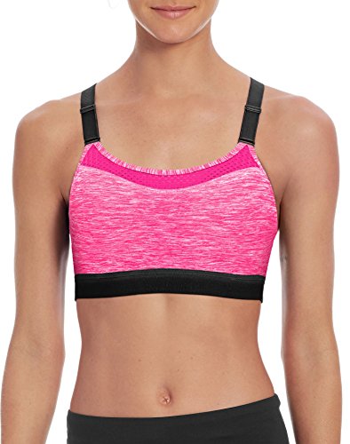 Champion Women's Show-Off Spacedye Sports Bra, pop Art Pink Space dye/Black, Medium