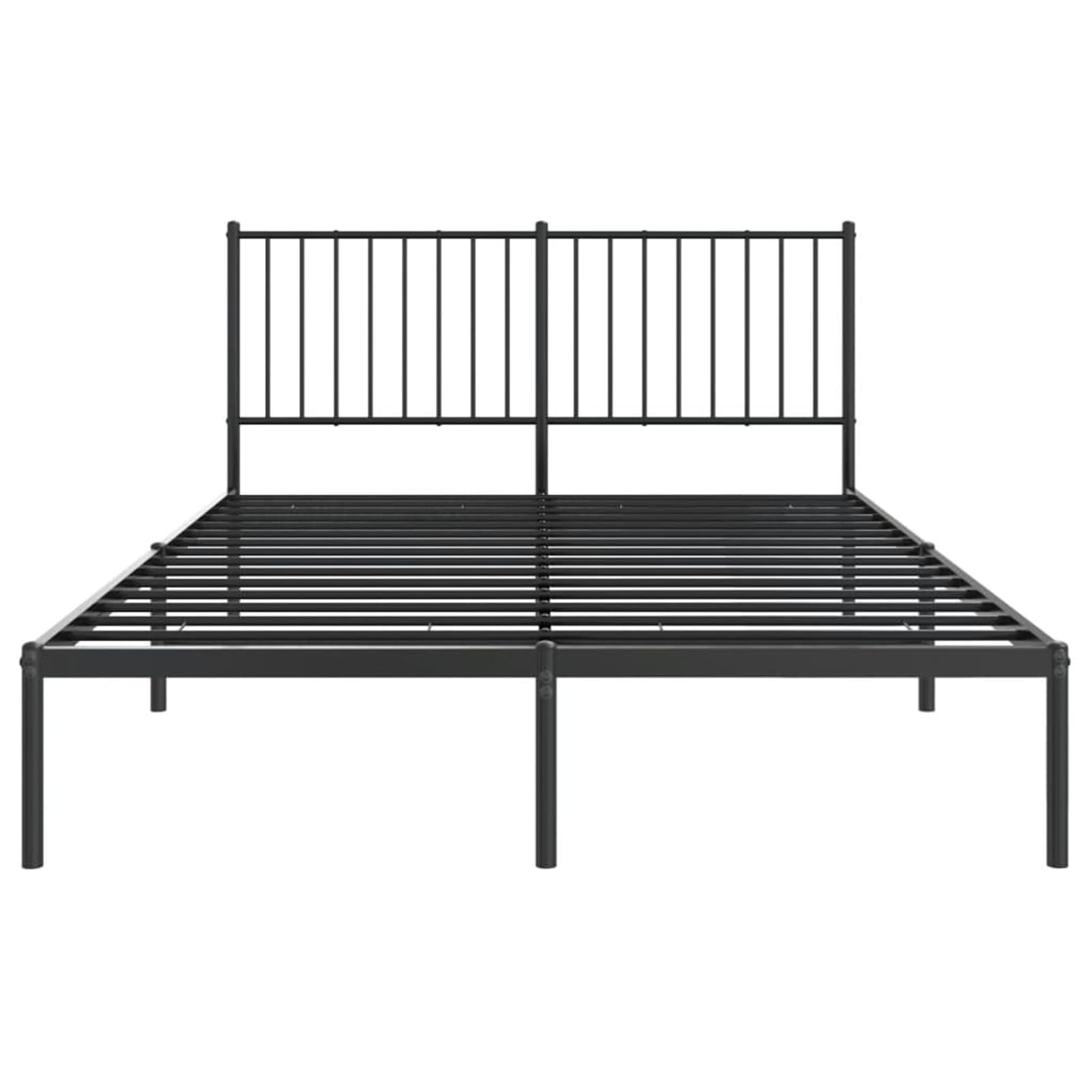 WGYHOME Rama łóżka z zagłówkiem 140 x 190 cm, czarna stal, wytrzymałe metalowe łóżko dla dorosłych, do sypialni