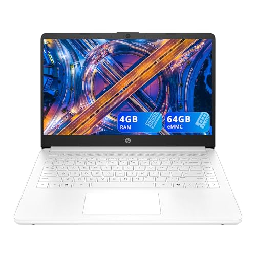 Image of HP 14 inch HD Display Laptop, Intel Celeron N4500, 4GB ram, 64GB eMMC, Intel UHD Graphics, Wi-Fi 6, 720p HD Camera, Media Card Reader, Win 11S, White (Renewed)