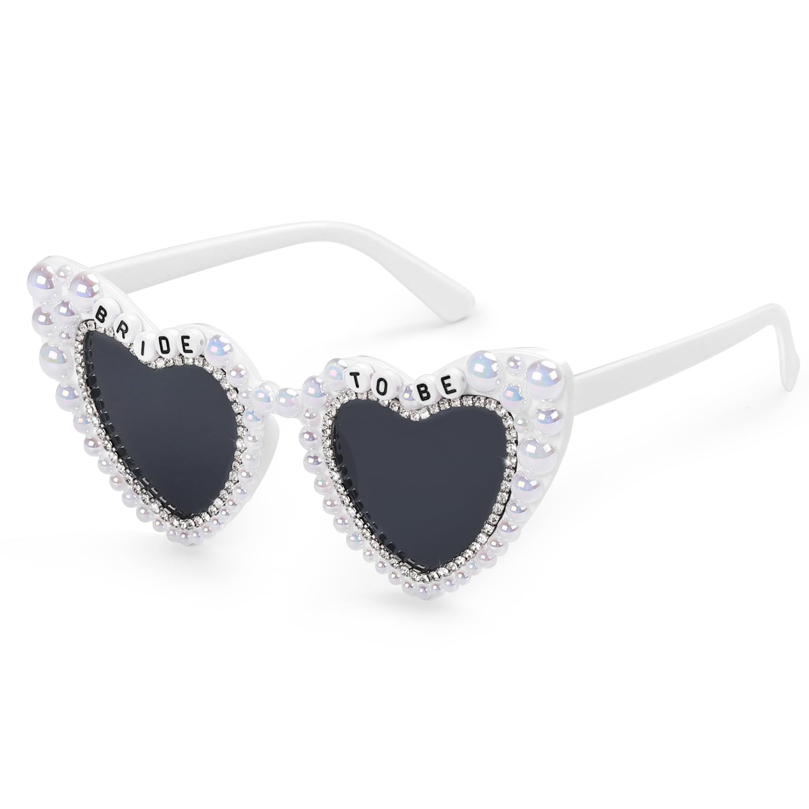 Etercycle Heart Sunglasses Bride To Be Sunglasses For Bachelorette Fashion Bride Gifts Pearl Rhinestone Heart Glasses Bachelorette Party